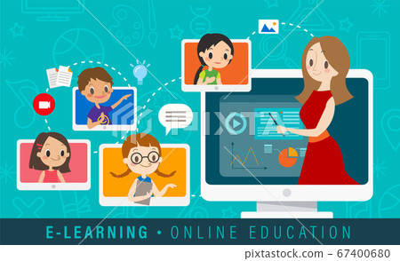 E-learning online education concept illustration. E-learning online education concept illustration. 67400680