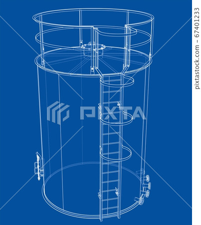 Oil tank outline. 3D illustration Oil tank outline. 3D illustration 67401233
