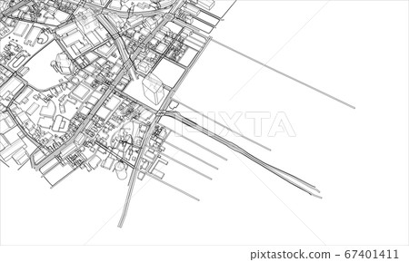Outline city concept. Wire-frame style 67401411
