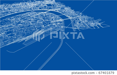 Outline city concept. Wire-frame style 67401879