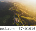 Aerial view of mountains in Tottori prefecture 67401916