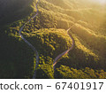 Aerial view of mountains in Tottori prefecture 67401917