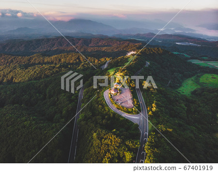 Aerial view of mountains in Tottori prefecture 67401919