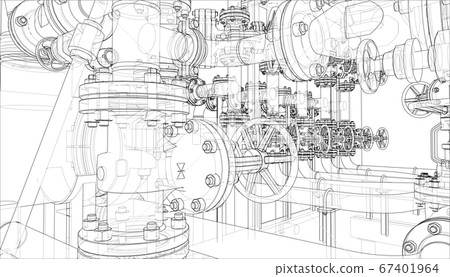 Sketch of industrial equipment Sketch of industrial equipment 67401964
