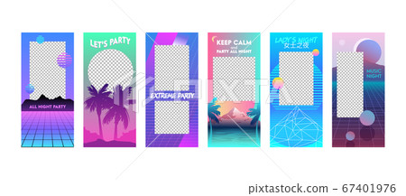Summer Vacation Editable Templates Set Vaporwave Summer Vacation Editable Templates Set Vaporwave 67401976