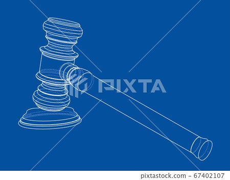 3D outline gavel. 3D illustration 67402107