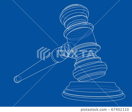 3D outline gavel. 3D illustration 3D outline gavel. 3D illustration 67402110