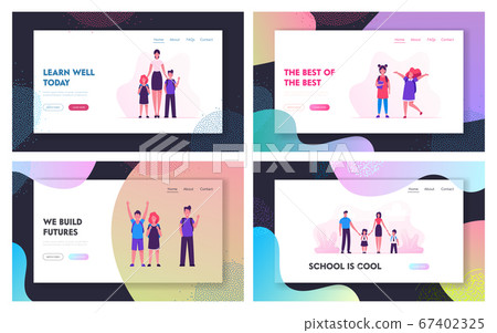 Education and Back to School Website Landing Page Set. Pupils and Young Female Teacher Character in Classroom Meeting New Year of Studying Together. Web Page Banner. Cartoon Flat Vector Illustration Education and Back to School Website Landing Page Set. Pupils and Young Female Teacher Character in Classroom Meeting New Year of Studying Together. Web Page Banner. Cartoon Flat Vector Illustration 67402325