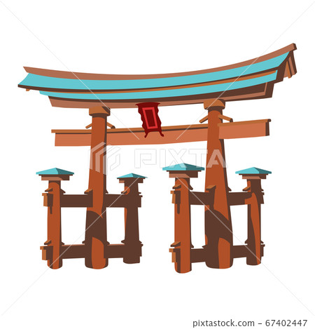 vector illustration of Miyajima monument of Japan 67402447