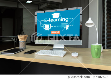 E-learning and Online Education for Student and University Concept. E-learning and Online Education for Student and University Concept. 67402828