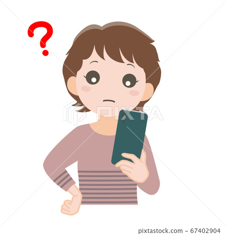 一個看著智能手機在想的女人 一個看著智能手機在想的女人 67402904
