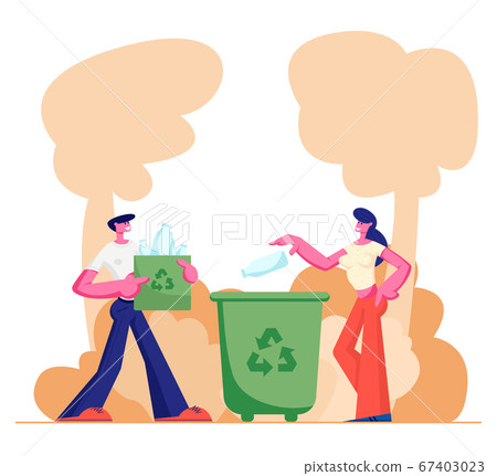 People Throw Garbage into Containers and Bags People Throw Garbage into Containers and Bags 67403023