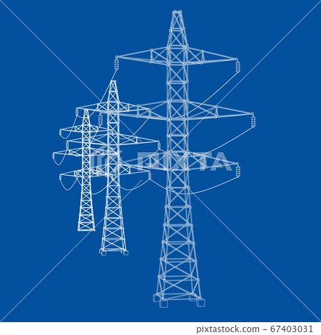 Electric pylons or electric towers concept Electric pylons or electric towers concept 67403031