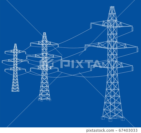 Electric pylons or electric towers concept Electric pylons or electric towers concept 67403033