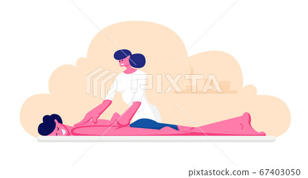 Young Male Character Lying on Table Receiving Relaxation Back Massage in Spa Center. Man Patient Get Body Care and Treatment 67403050