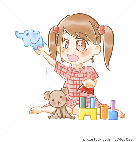 女孩在玩玩具 女孩在玩玩具 67403085