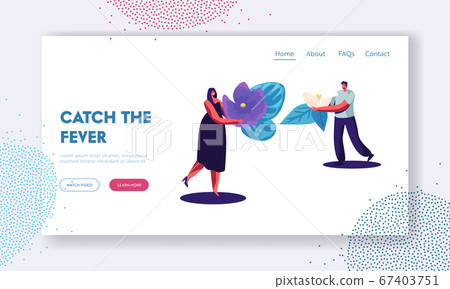 Perfume Website Landing Page, Perfumer Characters Holding Ingredients for Creating New Perfume Composition Violet Flower 67403751