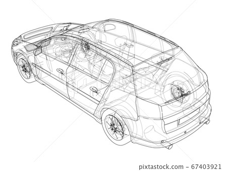 Concept car. 3D illustration 67403921