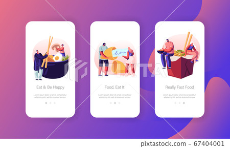 Chinese or Japanese Food Mobile App Page Onboard Screen Set. People Visiting Asian Restaurant Eating Noodles with Sticks. Wish Cookie Concept for Website or Web Page Cartoon Flat Vector Illustration Chinese or Japanese Food Mobile App Page Onboard Screen Set. People Visiting Asian Restaurant Eating Noodles with Sticks. Wish Cookie Concept for Website or Web Page Cartoon Flat Vector Illustration 67404001