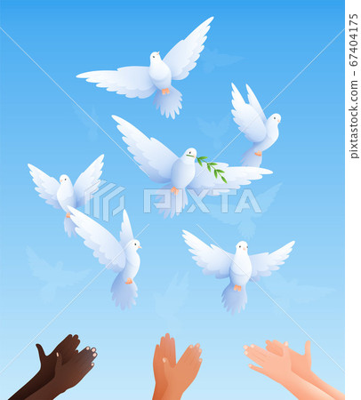 Peace Pigeons Hands Composition Peace Pigeons Hands Composition 67404175