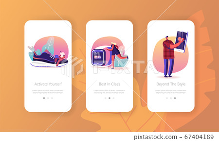 Sport App Mobile Page Onboard Screen Template.... - Stock Illustration ...