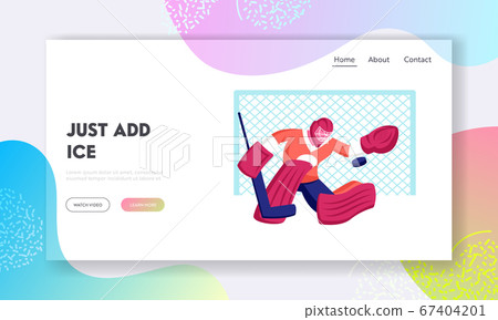 Hockey Competition Game Website Landing Page. Goalkeeper in Sports Equipment Catch Puck Defend Attacked Gate. Athlete Player Take Part in Championship Web Page Banner. Cartoon Flat Vector Illustration Hockey Competition Game Website Landing Page. Goalkeeper in Sports Equipment Catch Puck Defend Attacked Gate. Athlete Player Take Part in Championship Web Page Banner. Cartoon Flat Vector Illustration 67404201