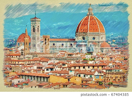 Illustration of a beautiful landscape of Florence Illustration of a beautiful landscape of Florence 67404385