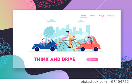 City Traffic Website Landing Page, People Driving Different Transport as Cars and Bicycle on Road, Cycle and Automobiles City Traffic Website Landing Page, People Driving Different Transport as Cars and Bicycle on Road, Cycle and Automobiles 67404752
