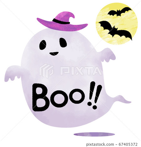 A cute Halloween-like ghost in a watercolor style, white background A cute Halloween-like ghost in a watercolor style, white background 67405372