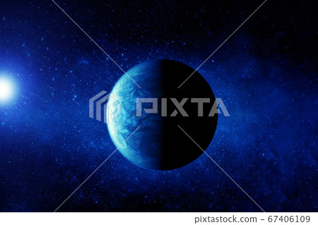 Exoplanet in deep space. In blue. Elements of this image were furnished by NASA. 67406109