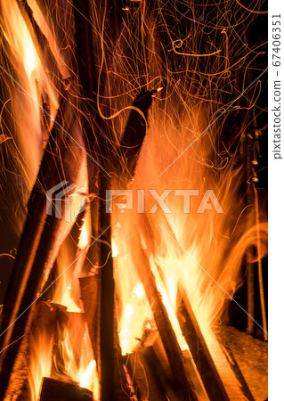 The beautiful fire in the camping, summer 67406351