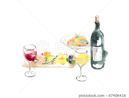 Rough touch, dinner with Italian food and wine 67406416