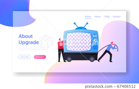 Tv Garbage, Rubbish, Electronic Junk Landing Page Template. Tiny Male Characters Moving Old Television on Dump. Recycling Broken Electronics for Disposal or Upgrade. Cartoon People Vector Illustration 67406512