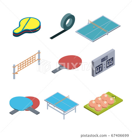Table Tennis Game Equipment Collection Set Vector 67406699
