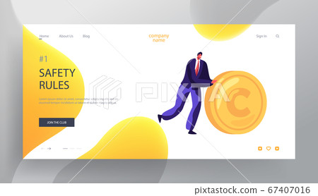 Business Man Rolling Gold Coin Website Landing Page, People and Money Safety, Investment, Financial Secure, Profit, Salary Wealth 67407016