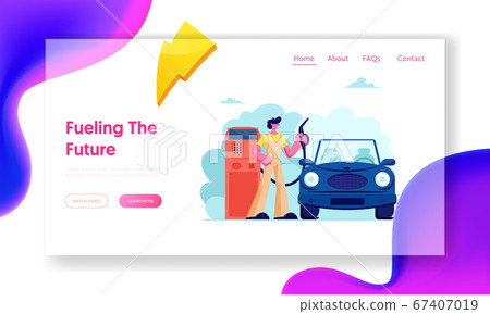 Gasoline Service for Drivers Website Landing Page, Car on Gas Station, Worker in Workwear at Petroleum Station Refueling Auto Gasoline Service for Drivers Website Landing Page, Car on Gas Station, Worker in Workwear at Petroleum Station Refueling Auto 67407019