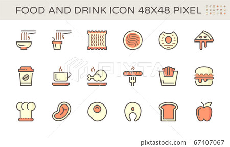 Food and drink and coffee vector icon set design,  67407067