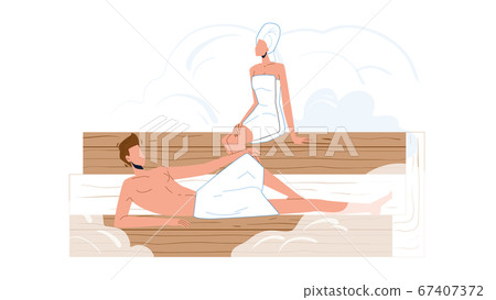 Man And Woman Relax In Sauna Beauty Salon Vector - Stock Illustration  [67407372] - PIXTA