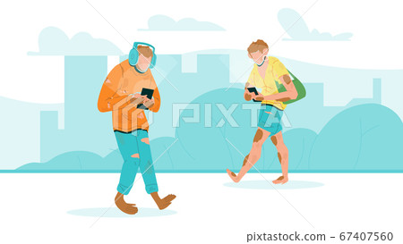 Humanity Degradation With Phone Walking Vector Illustration Humanity Degradation With Phone Walking Vector Illustration 67407560