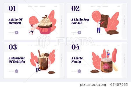 People Eating Sweet Chocolate Food Website Landing Page Set. Tiny Characters among Huge Choco Dessert Dishes in Confectionery or Bakery Shop Concept Web Page Banner. Cartoon Flat Vector Illustration People Eating Sweet Chocolate Food Website Landing Page Set. Tiny Characters among Huge Choco Dessert Dishes in Confectionery or Bakery Shop Concept Web Page Banner. Cartoon Flat Vector Illustration 67407965