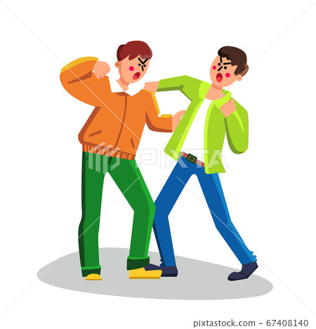 Men Fighting Boxing, Aggressive Behavior Vector Illustration 67408140