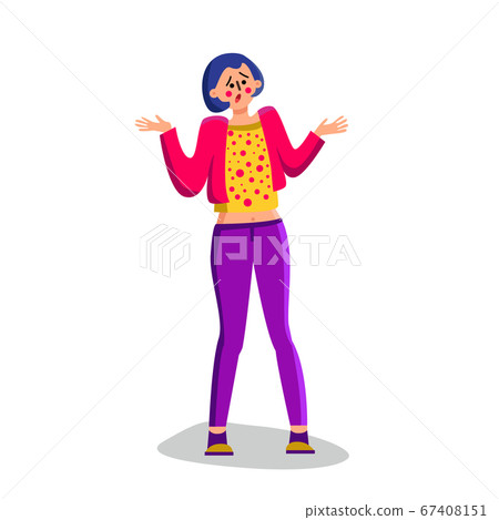 Shrugging Shoulders Confused Young Woman Vector Illustration 67408151