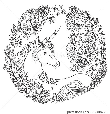 Coloring unicorn vector 6 67408729