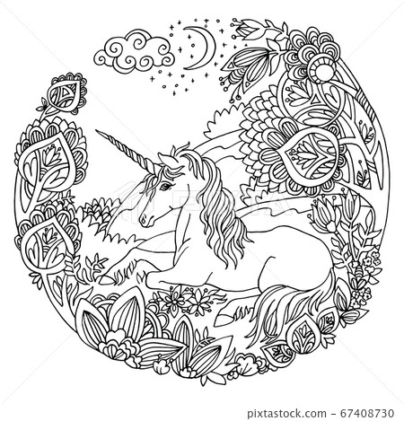 Coloring unicorn vector 5 67408730