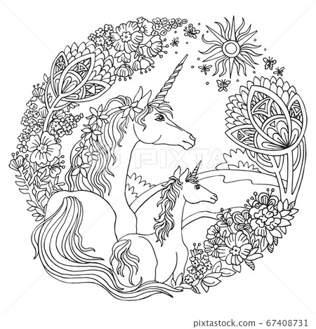 Coloring unicorn vector 4 Coloring unicorn vector 4 67408731