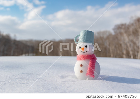 Snowfield and snowman 67408756