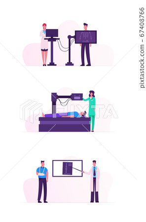 Mri or Xray Scanning Procedure. Doctor Looking at Results of Patient Scan on Monitor Screen. Man Lying Down in Radiographer Nuclear Diagnostic Machine in Hospital. Cartoon Flat Vector Illustration Mri or Xray Scanning Procedure. Doctor Looking at Results of Patient Scan on Monitor Screen. Man Lying Down in Radiographer Nuclear Diagnostic Machine in Hospital. Cartoon Flat Vector Illustration 67408766