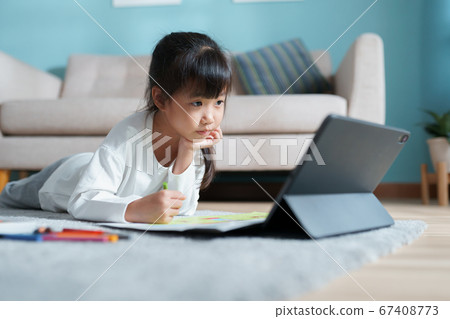 Education. Asian little girl learning and doing drawing Education. Asian little girl learning and doing drawing 67408773