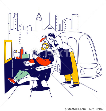 Stylish Hipster Barber Character Making Style... - Stock Illustration  [67408982] - PIXTA