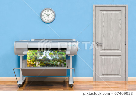 Plotter in room near wall, 3D rendering Plotter in room near wall, 3D rendering 67409038